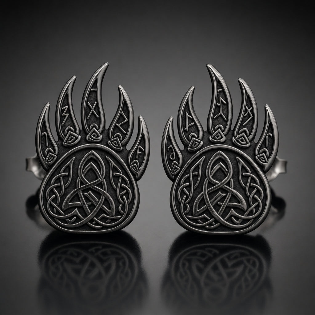 Berserker Bear Claw Stud Earrings — detail