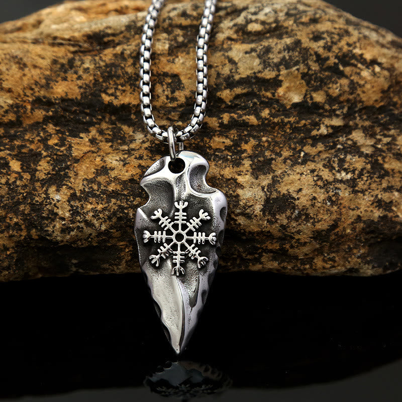 Viking Arrowhead Helm Of Awe Shield Necklace
