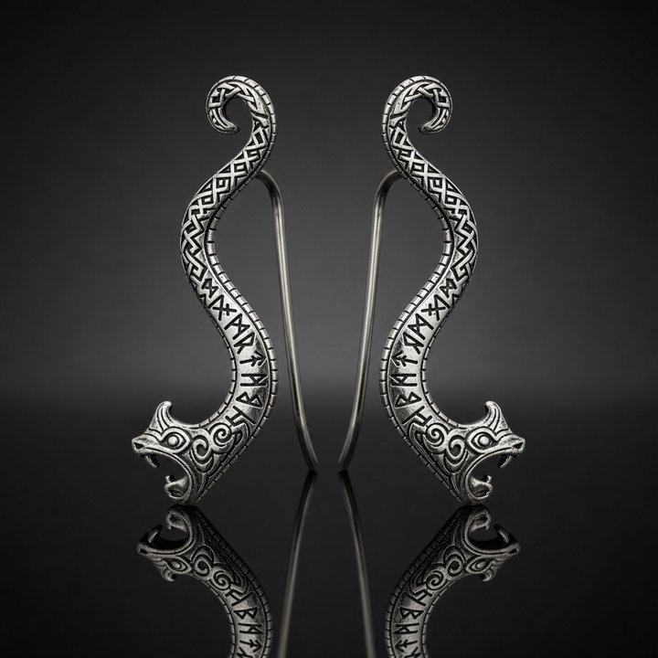 Jörmungandr Serpent Ear Climber Earrings