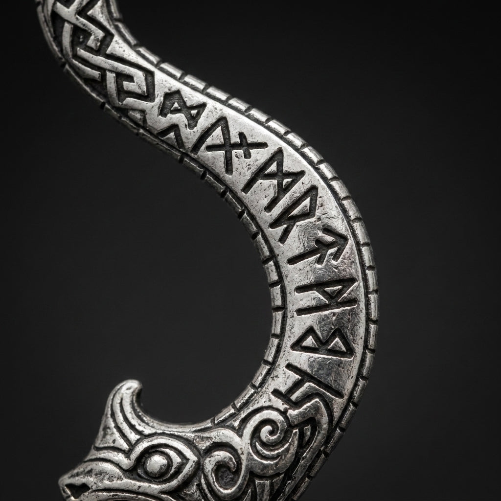 Jörmungandr Serpent Ear Climber Earrings — detail