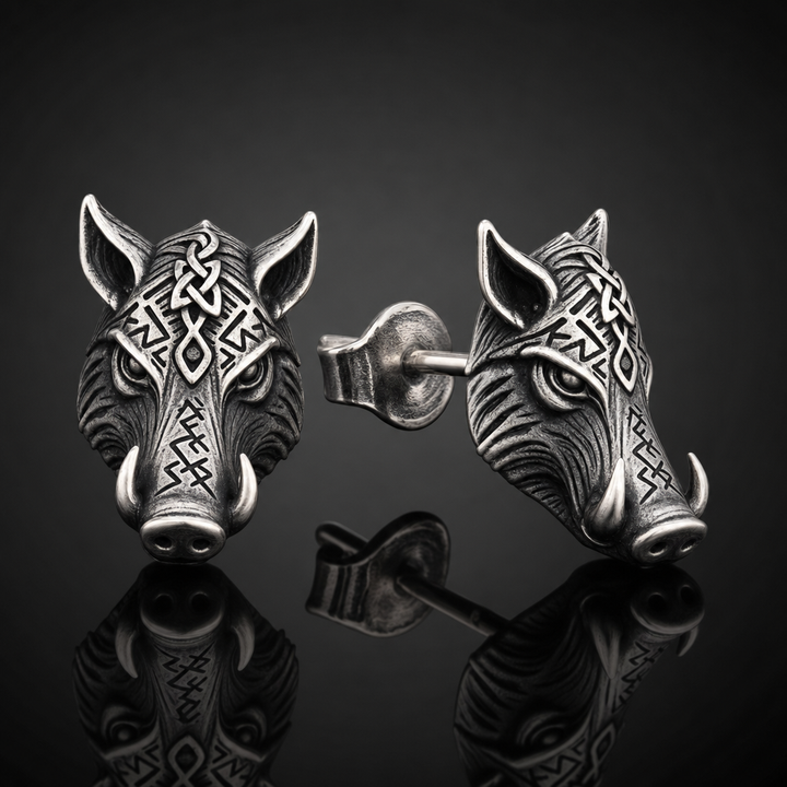 Viking Boar Gullinbursti Stud Earrings