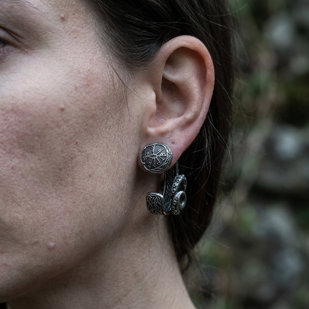 Norse Kraken Tentacle Ear Cuff Earrings — worn