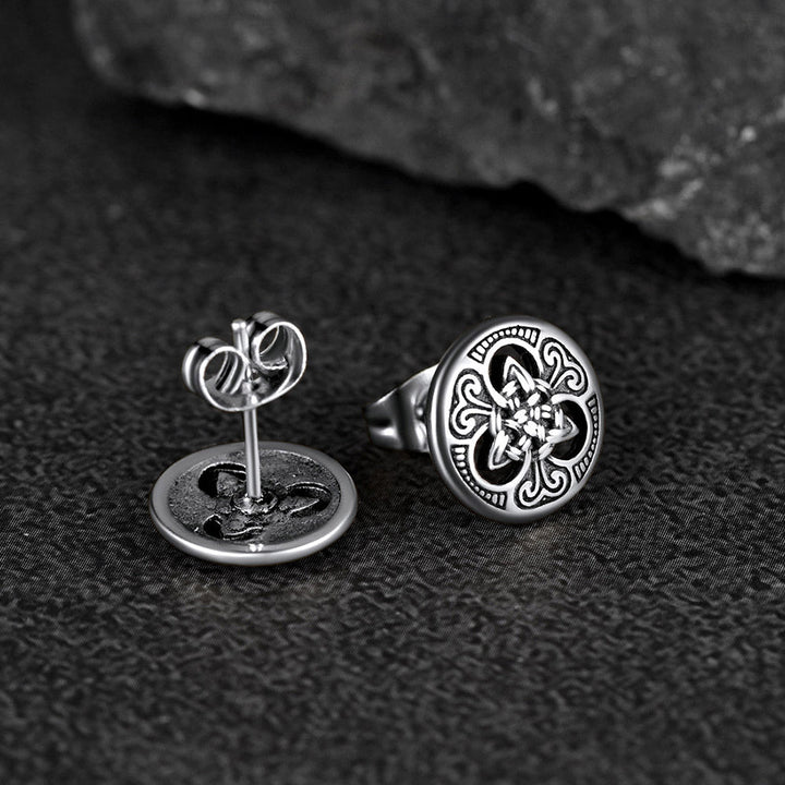 Round Irish Celtic Knot Stud Earrings For Men