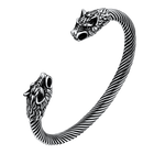 Viking Wolf Head Arm Ring Cuff Bracelet For Men 1