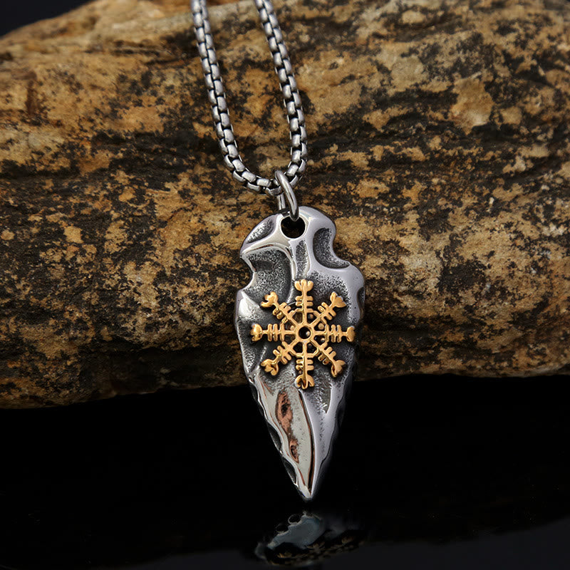 Viking Arrowhead Helm Of Awe Shield Necklace