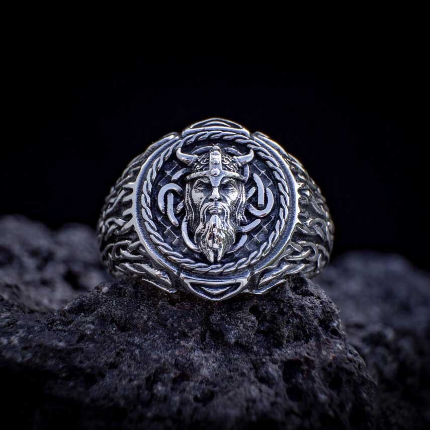 Odin Head Totem Tribal Celtic Knot Ring