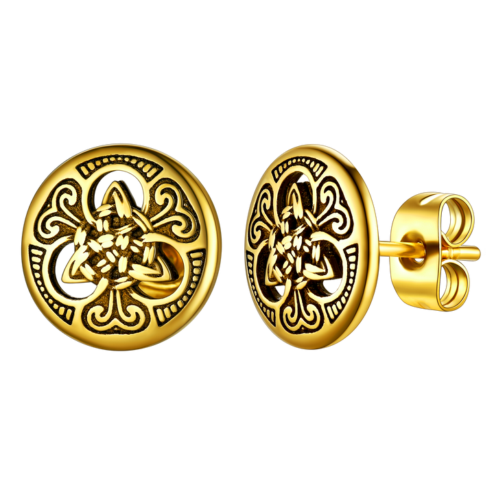Round Irish Celtic Knot Stud Earrings For Men
