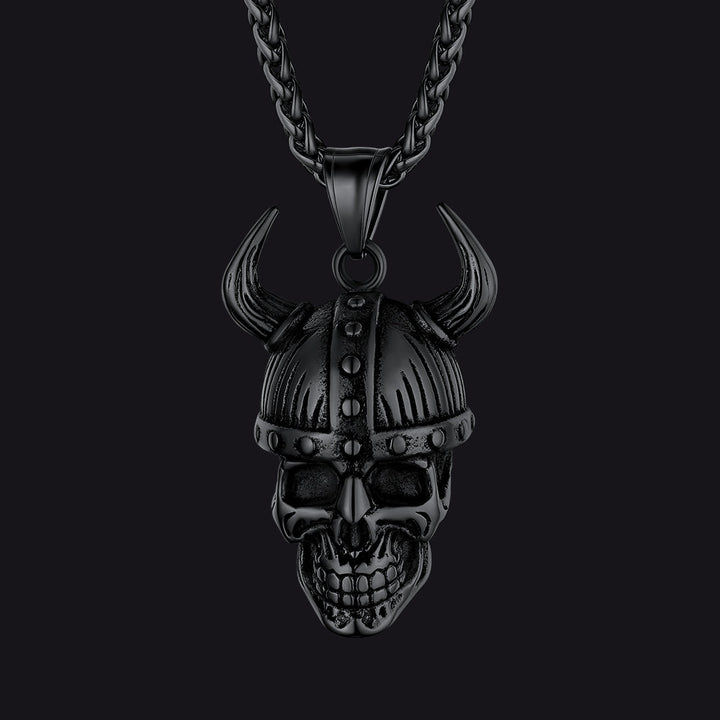 Viking Helmet Skull Pendant Necklace For Men