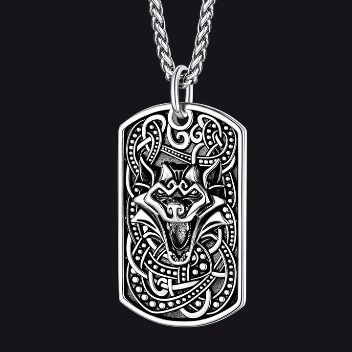 Flash Sale Engraved Viking Celtic Wolf Dog Tag Necklace for Men