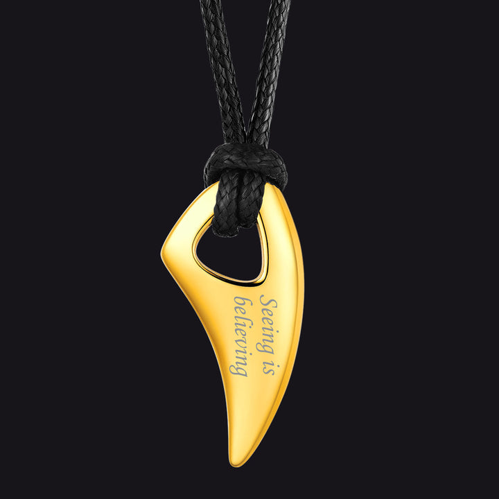 Norse Viking Wolf Tooth Spear Pendant Necklace for Men