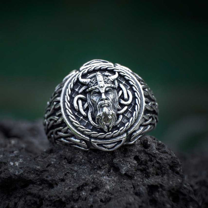 Odin Head Totem Tribal Celtic Knot Ring