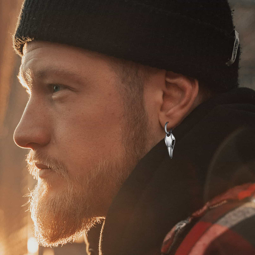 Gothic Raven Skull Dangle Hoop Earrings for Men Women