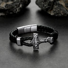 Viking Thor's Hammer Mjolnir Braided Leather Bracelet Gift For Men 7