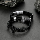 Viking Thor's Hammer Mjolnir Braided Leather Bracelet Gift For Men 6