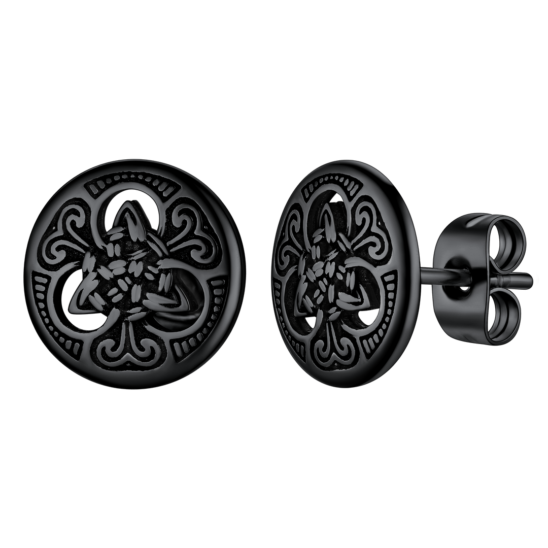 Round Irish Celtic Knot Stud Earrings For Men