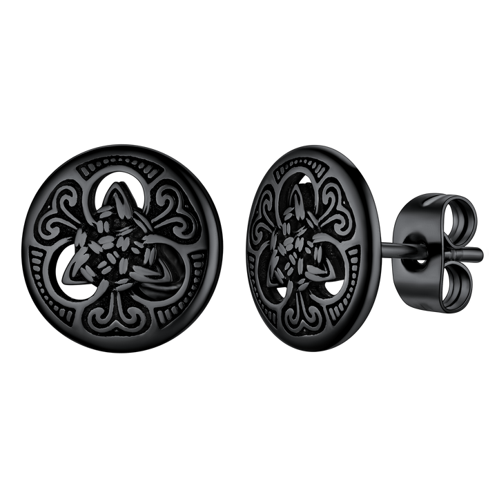 Round Irish Celtic Knot Stud Earrings For Men