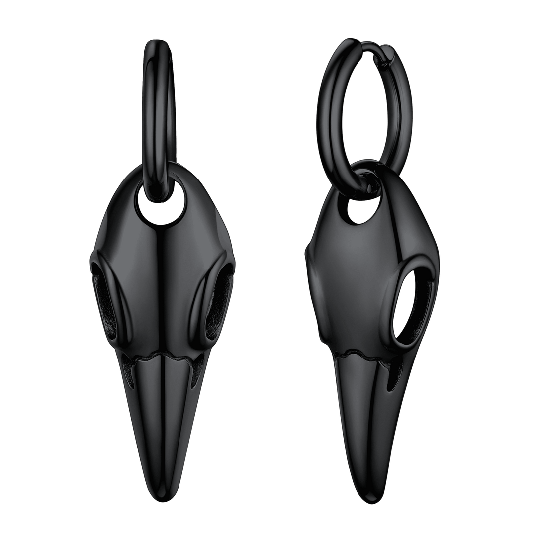 Gothic Raven Skull Dangle Hoop Earrings for Men Women