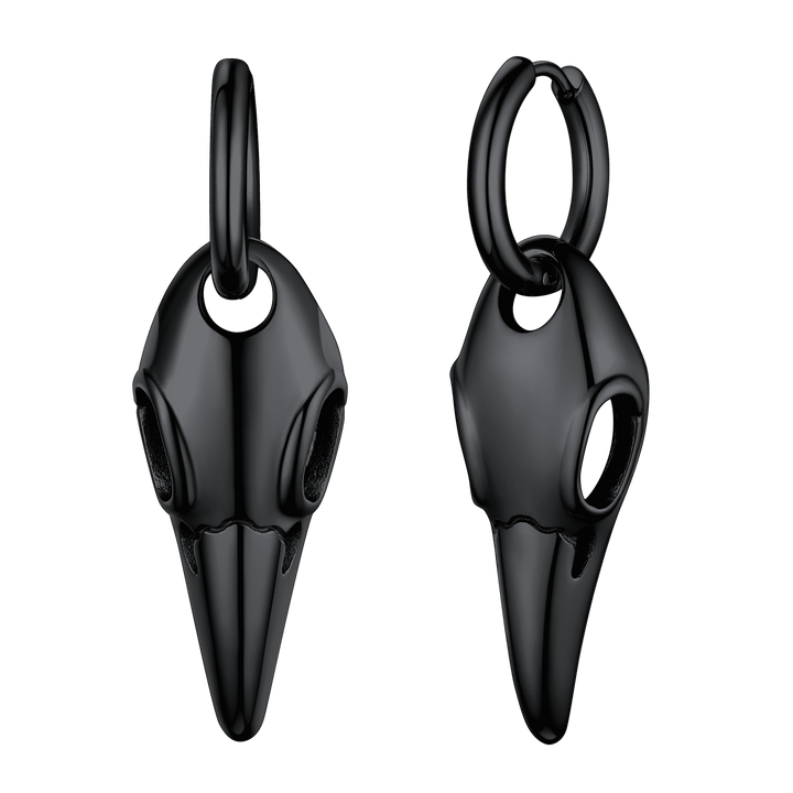 Gothic Raven Skull Dangle Hoop Earrings for Men Women