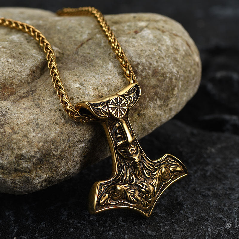 Viking Thor's Hammer Necklace Odin Mjolnir Pendant for Men
