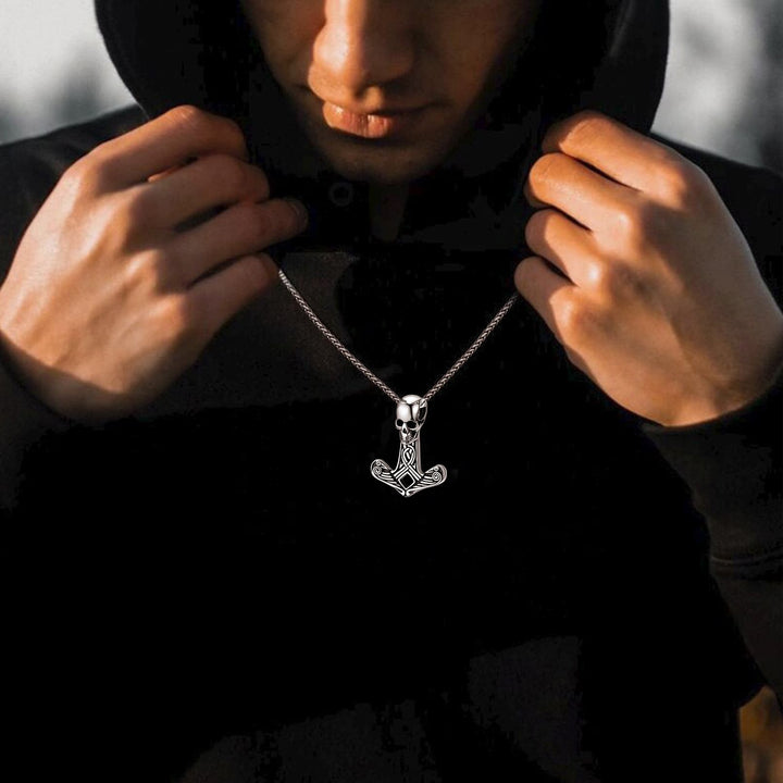 Flash Sale Viking Skull Spear Pendant Necklace for Men