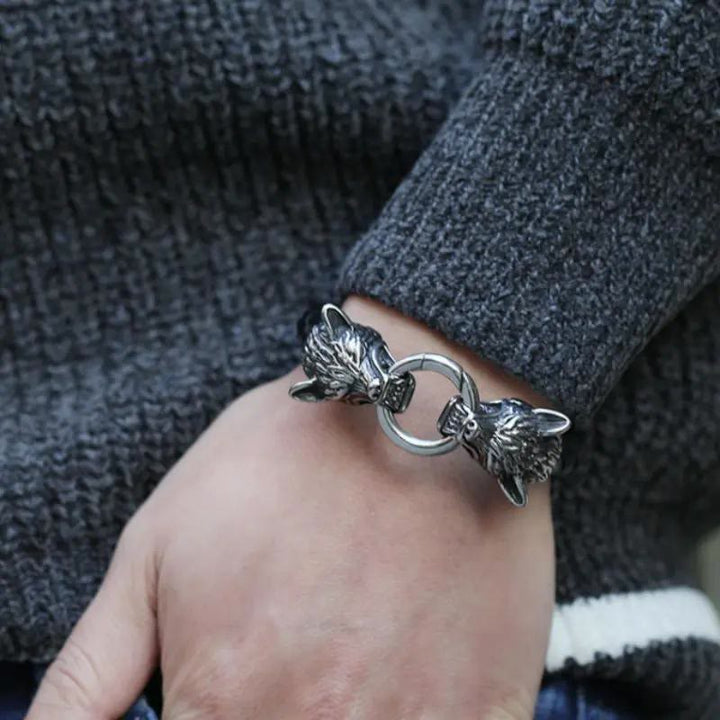Odin's Wolves Leather Bracelet