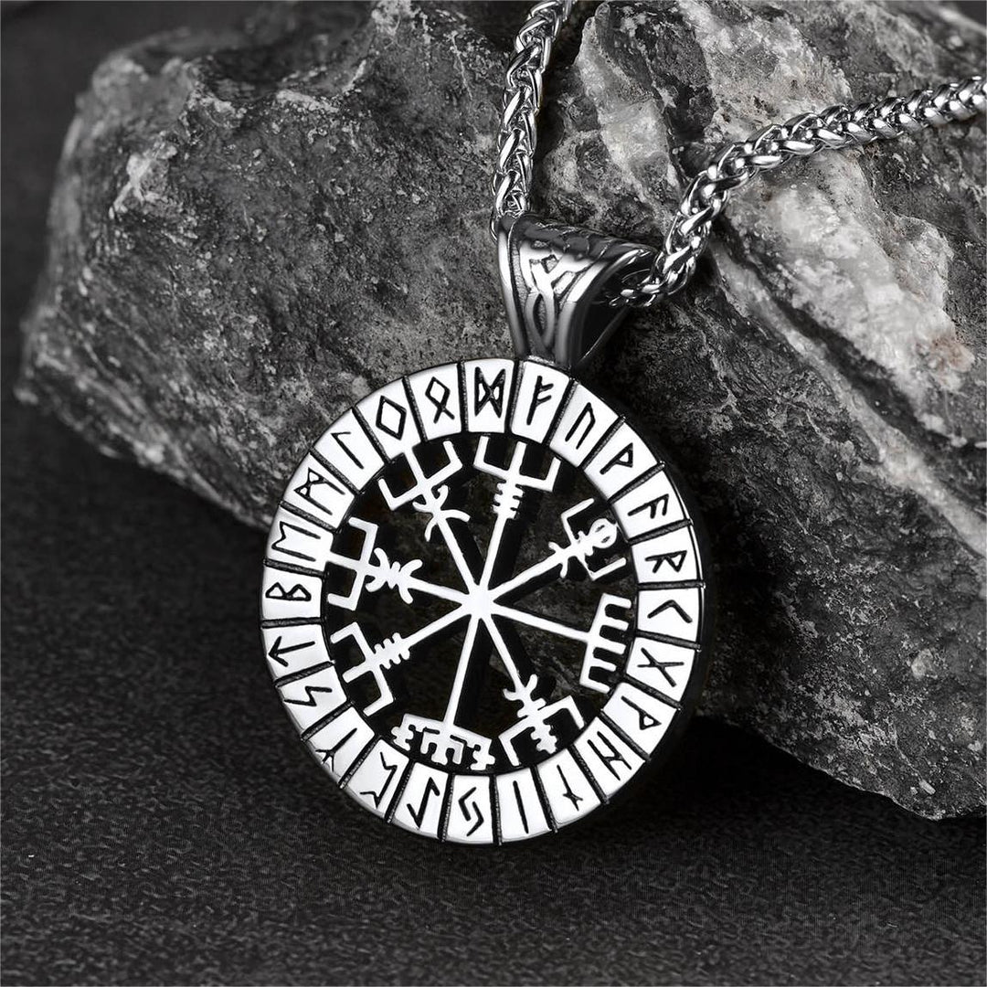 Viking Runes Vegvisir Compass Necklace Pendant For Men