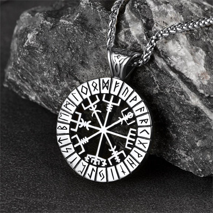 Viking Runes Vegvisir Compass Necklace Pendant For Men