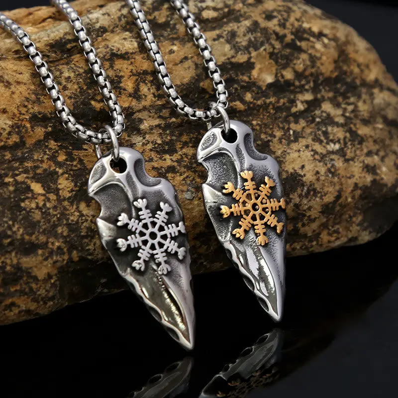 Viking Arrowhead Helm Of Awe Shield Necklace
