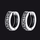 Norse Viking Runes Huggie Hoop Earrings in Sterling Silver 1