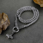 Viking Thor's Hammer Mjolnir Necklace For Men With Wolf Chain 8