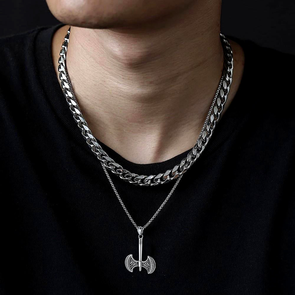 Flash Sale Viking Solid Axe Necklace Amulet Pendant Gift for Men Boys