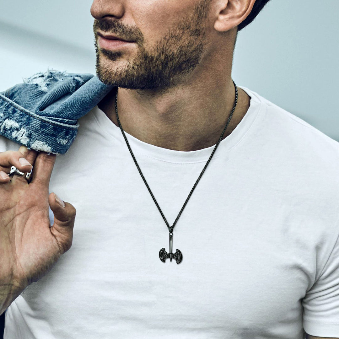 Flash Sale Viking Solid Axe Necklace Amulet Pendant Gift for Men Boys