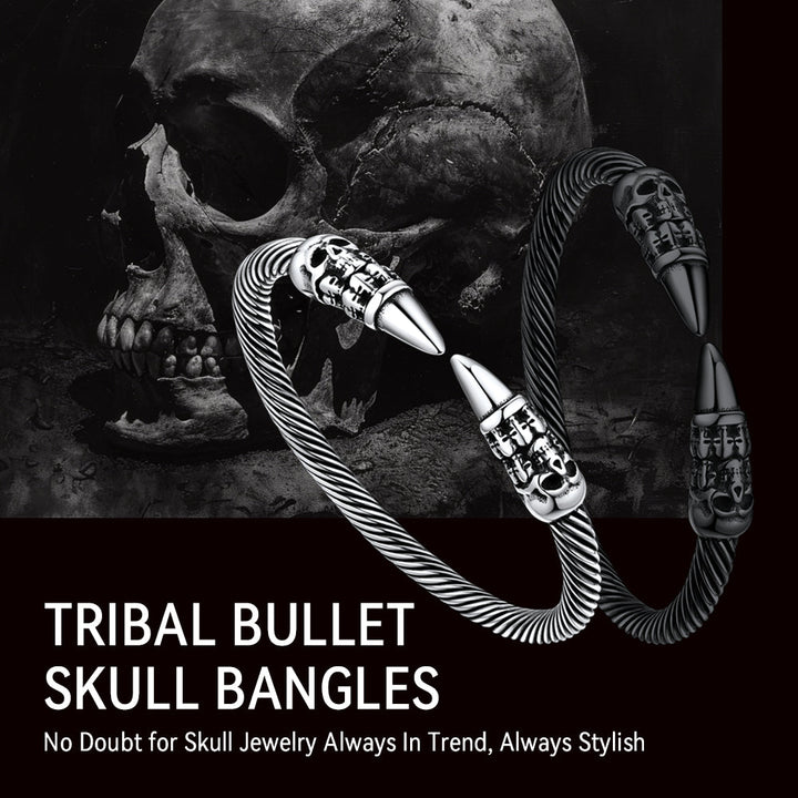 Gothic Punk Skull Open Cuff Bangle Bracelet for Men