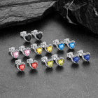 Sterling Silver Birthstone Heart Halo Stud Earrings for Women 7