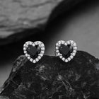 Sterling Silver Birthstone Heart Halo Stud Earrings for Women 8