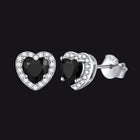 Sterling Silver Birthstone Heart Halo Stud Earrings for Women 1