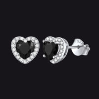 Sterling Silver Birthstone Heart Halo Stud Earrings for Women