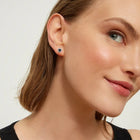 Sterling Silver Birthstone Heart Halo Stud Earrings for Women 2