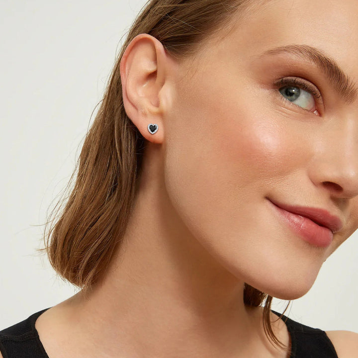 Sterling Silver Birthstone Heart Halo Stud Earrings for Women