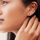 Sterling Silver Birthstone Heart Halo Stud Earrings for Women 3
