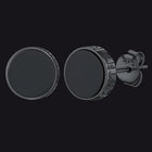 Sterling Silver Viking Runes Black Onyx Stud Earrings For Men 1