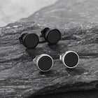 Sterling Silver Viking Runes Black Onyx Stud Earrings For Men 4