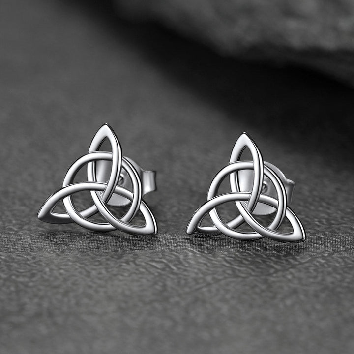 Sterling Silver Celtic Triquetra Stud Earrings for Women