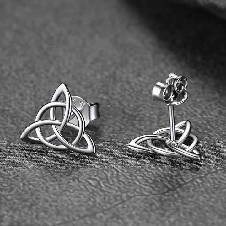 Sterling Silver Celtic Triquetra Stud Earrings for Women