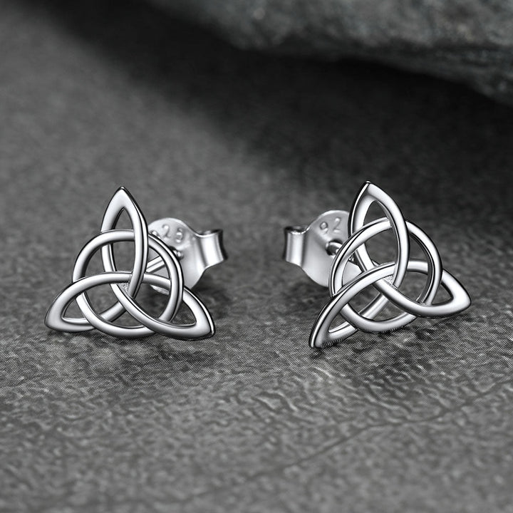 Sterling Silver Celtic Triquetra Stud Earrings for Women