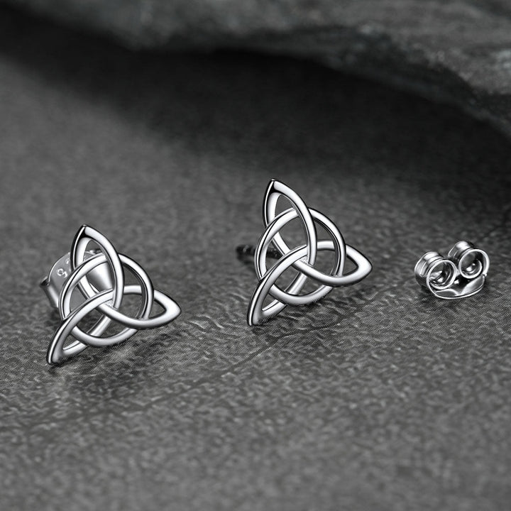 Sterling Silver Celtic Triquetra Stud Earrings for Women
