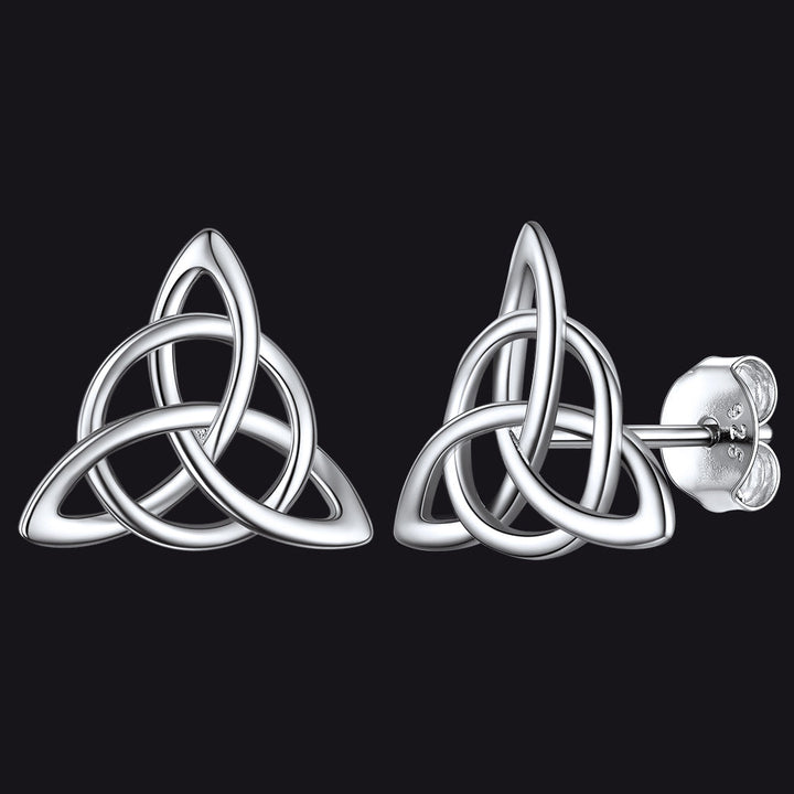 Sterling Silver Celtic Triquetra Stud Earrings for Women