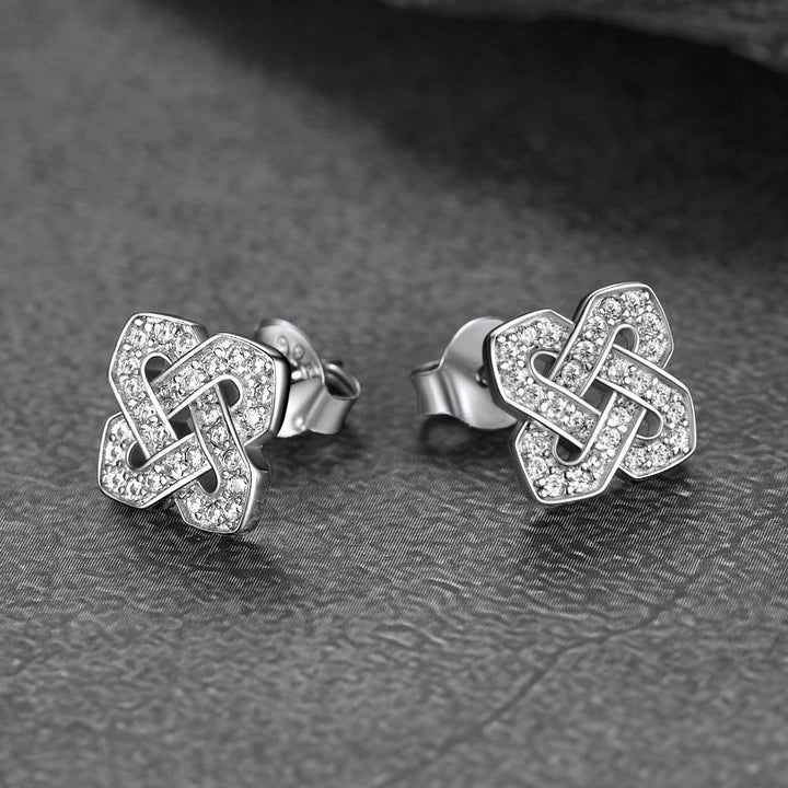 Cubic Zirconia Celtic Knot Earrings for Women in Silver