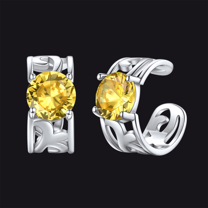 Sterling Silver Celtic Birthstone Ear Cuffs Earrings for Men Women
