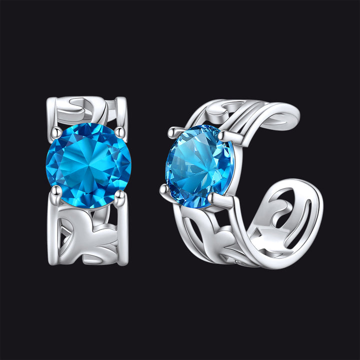 Sterling Silver Celtic Birthstone Ear Cuffs Earrings for Men Women
